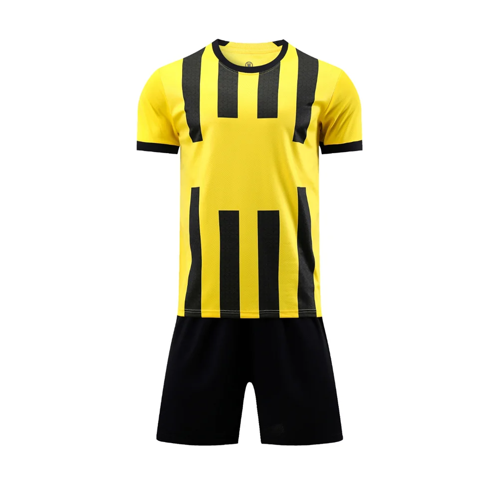 children\'s  sport set boy girl yellow  No logo badge shirt Training wear men and kids games  football kits Leisure Uniforms