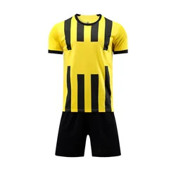 children's  sport set boy girl yellow  No logo badge shirt Training wear men and kids games  football kits Leisure Uniforms