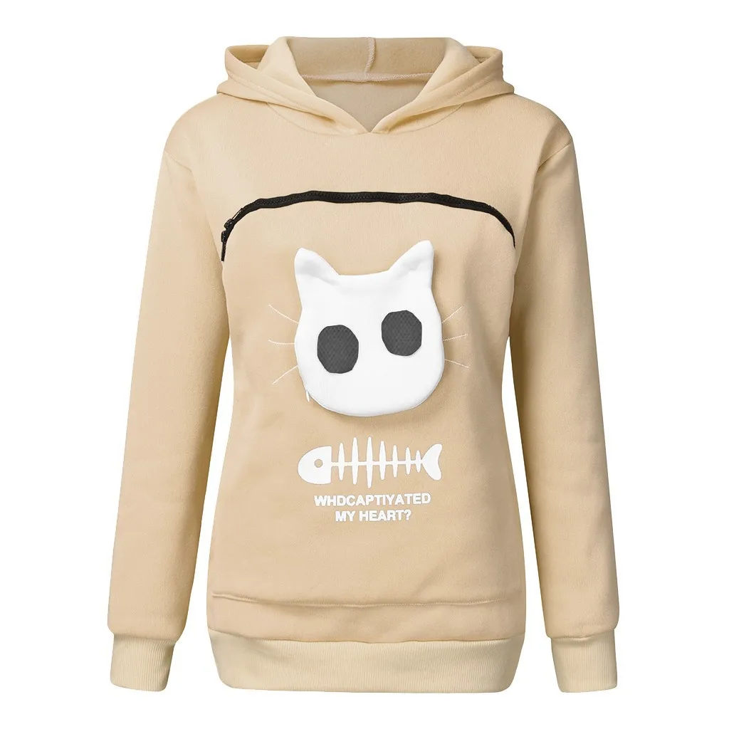 Sweatshirt Cat Lovers Hoodie Dropshipping Kangaroo Dog Pet Paw Pullovers Cuddle Pouch Sweatshirt Pocket Animal Ear Hooded Plus