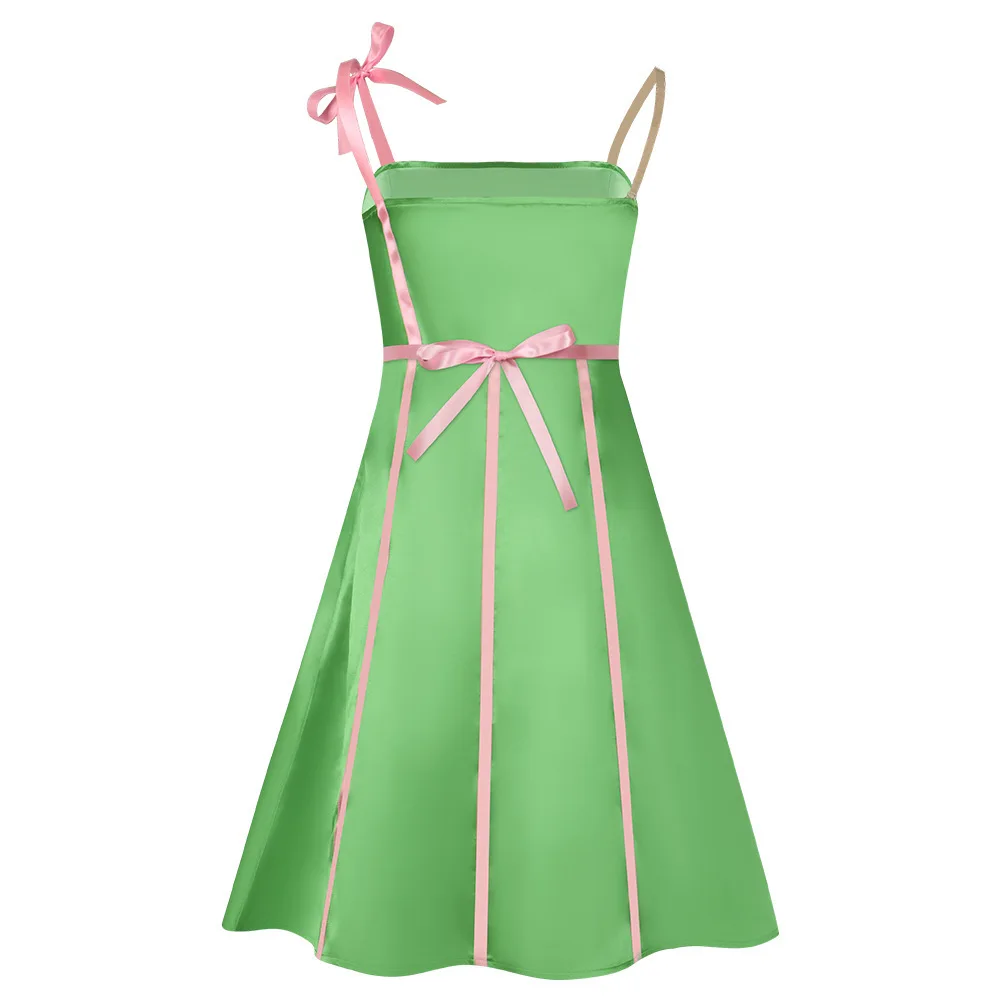 Vestido verde de princesa de película para mujer y niña, traje de Cosplay para fiesta de Halloween, ropa diaria, uniforme de verano