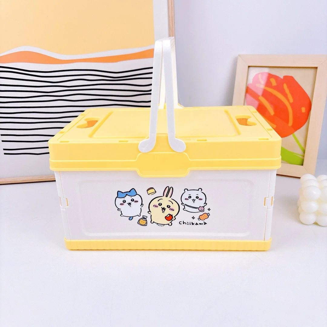 Cartoon Chikawa Outdoor Portable Fruit Basket Snacks Sundries Storage Box Foldable Storage Basket with Lid Dustproof Convenient