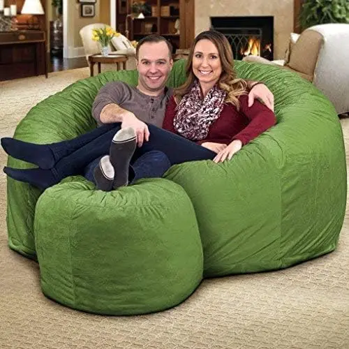 6ft Bean Bag Chair & Footstool, Oversize Bean Bag Chair for Adults, Comfy Chair Bean Bag Couch Lounge Sofa Lovesea