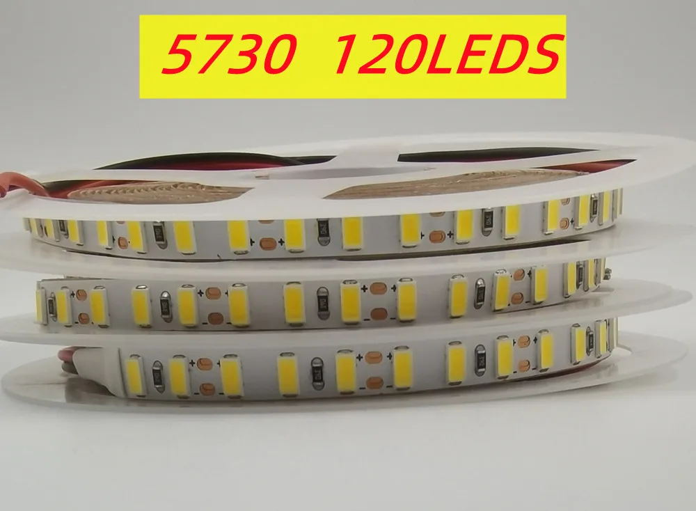 

Super bright 5m 5730 LED strip 120 led/m IP20 Not waterproof, 12V flexible 600 LED tape,5630 LED ribbon, white/warm white color