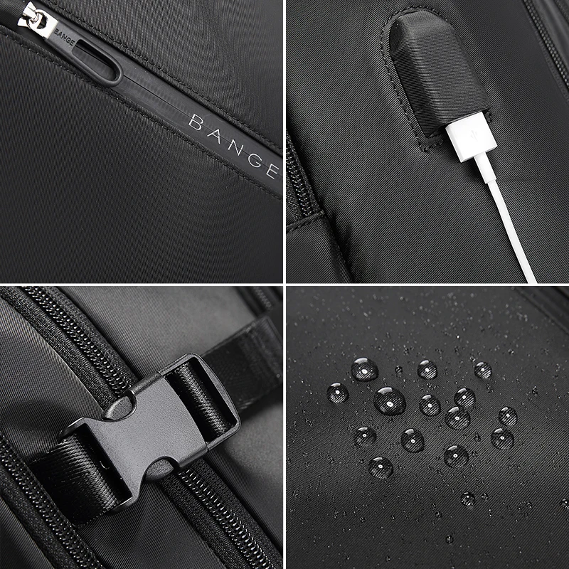 BANGE 15.6 حقيبة ظهر للكمبيوتر المحمول للسفر للرجال متعددة الوظائف مع USB، قماش مقاوم للماء، مناسبة للتنقل اليومي