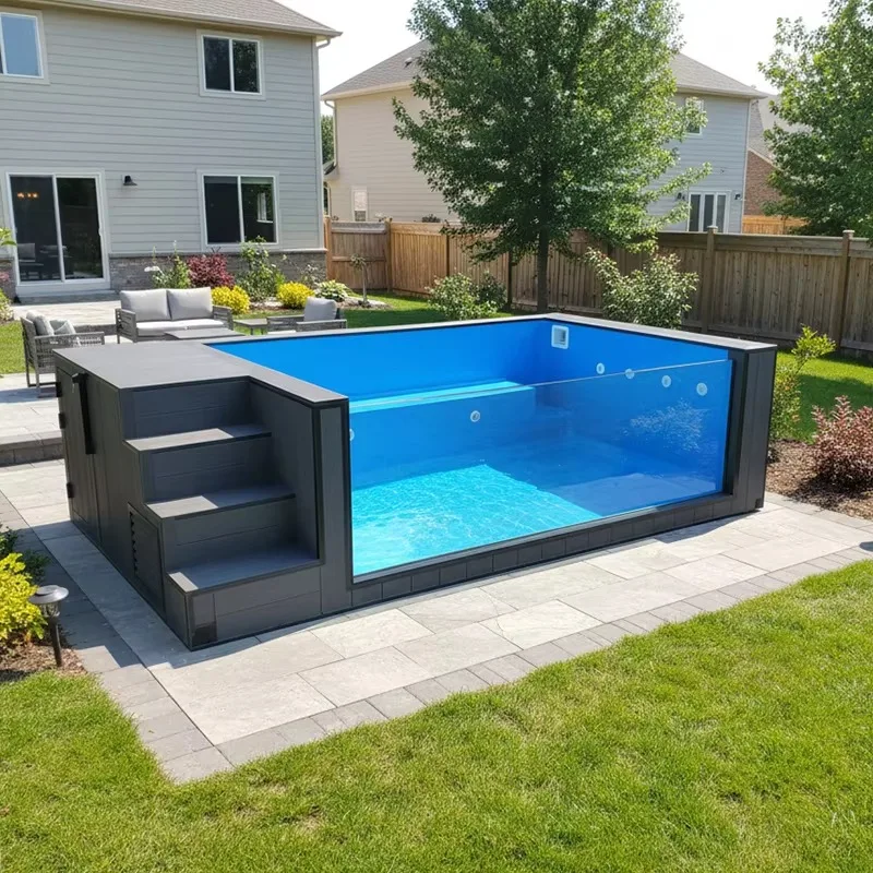 Mobile Shipping Container Swimming Pool Detachable Portable Structure Convenient Relocation Outdoor Prefab Swim Pool Temporary