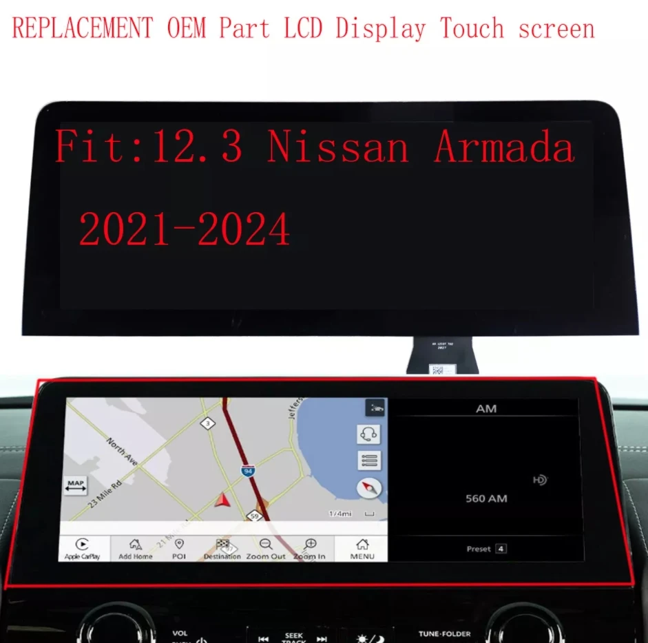 Touchscreen OEM LCD Display REPLACEMENT DASH RADIO monitor For Infiniti QX80 NISSAN ARMADA 21-24 280916JL0A, 28091-6jl0a