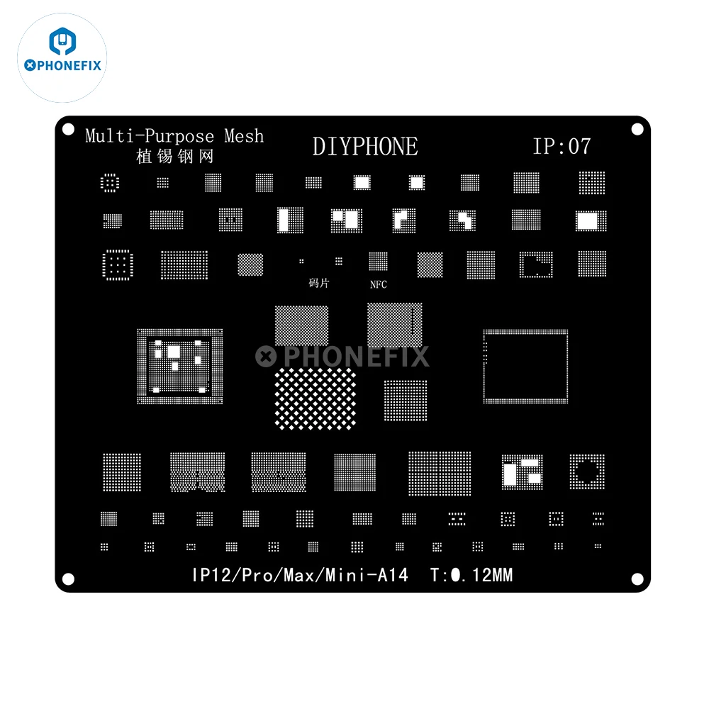 Imagem -04 - Conjunto de Kit de Estêncil de Reballing Bga de Aço Preto para Iphone 16 15 14 13 12 11 Pro Max x 8p Cpu de Aço Preto ic Chip Rede de Solda de Estanho