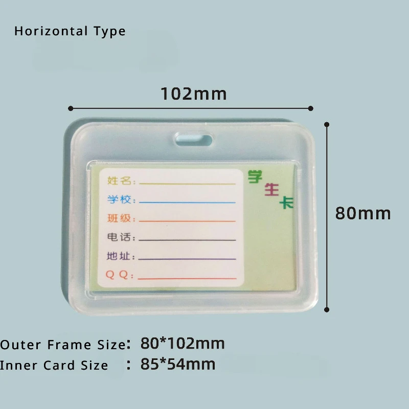 Transparente PP Plástico Badge Holder, colhedor de Trabalho Permit Case, Chest Work Pass, Tampa do cartão, Cinta do pescoço, ID Tag, 1Pc