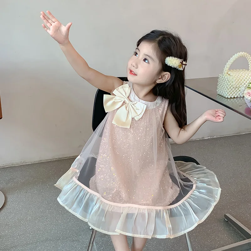 Baby Luxury Vintage Korean Dress Children\'s 2024 For Birthday Outdoor Summer 3 7 8 To 10 Years Girls White Off Shoulder Clothes