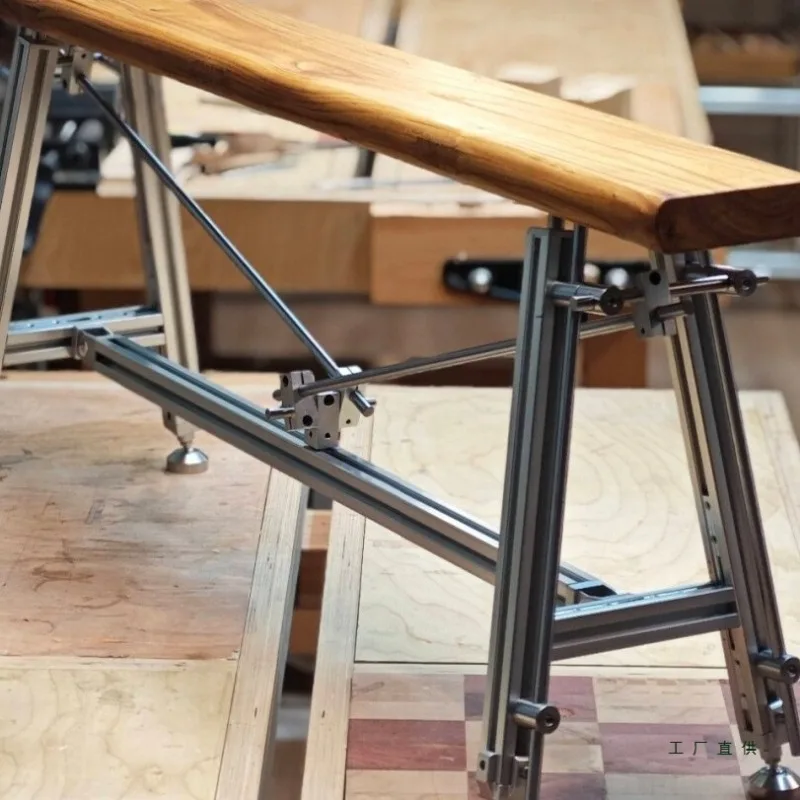 

Aluminum profile optical axis creative design ocean plate bench black household dining table bench