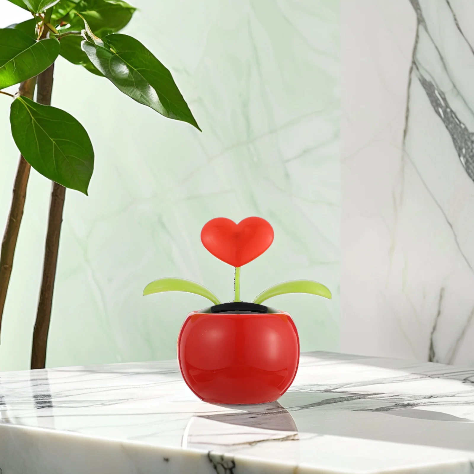 

2 Pcs Automatic Swing Car Ornaments Solar Energy Decoration Dashboard Practical Decorations Hearts Plastic Interior Sun