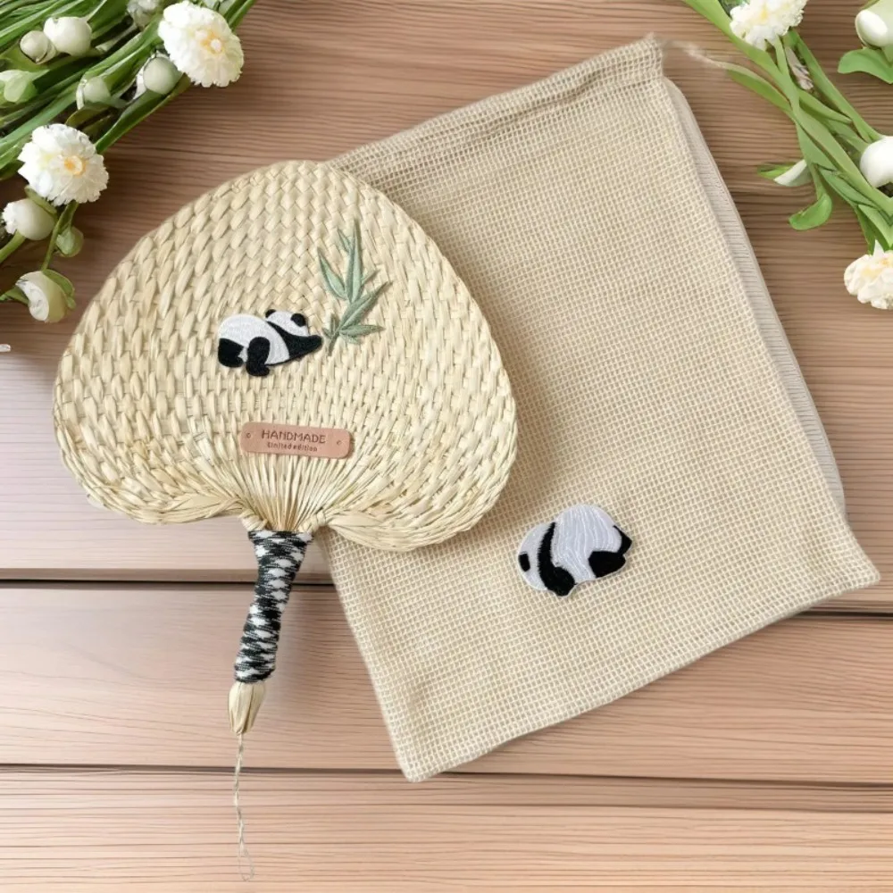 Creative Vintage Cattail Fan Chinese Style Hand Woven Woven Fan Cartoon Embroidered Handheld Fan Dance Props