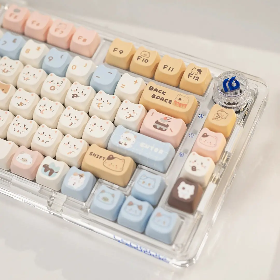 Imagem -04 - Cute Cat Cartoon Teclado Mecânico Keycaps Artesão Keycap Grupo Branco Kawaii Key Caps Pbt Eixo Mao mx Keycap Personalizado Estética