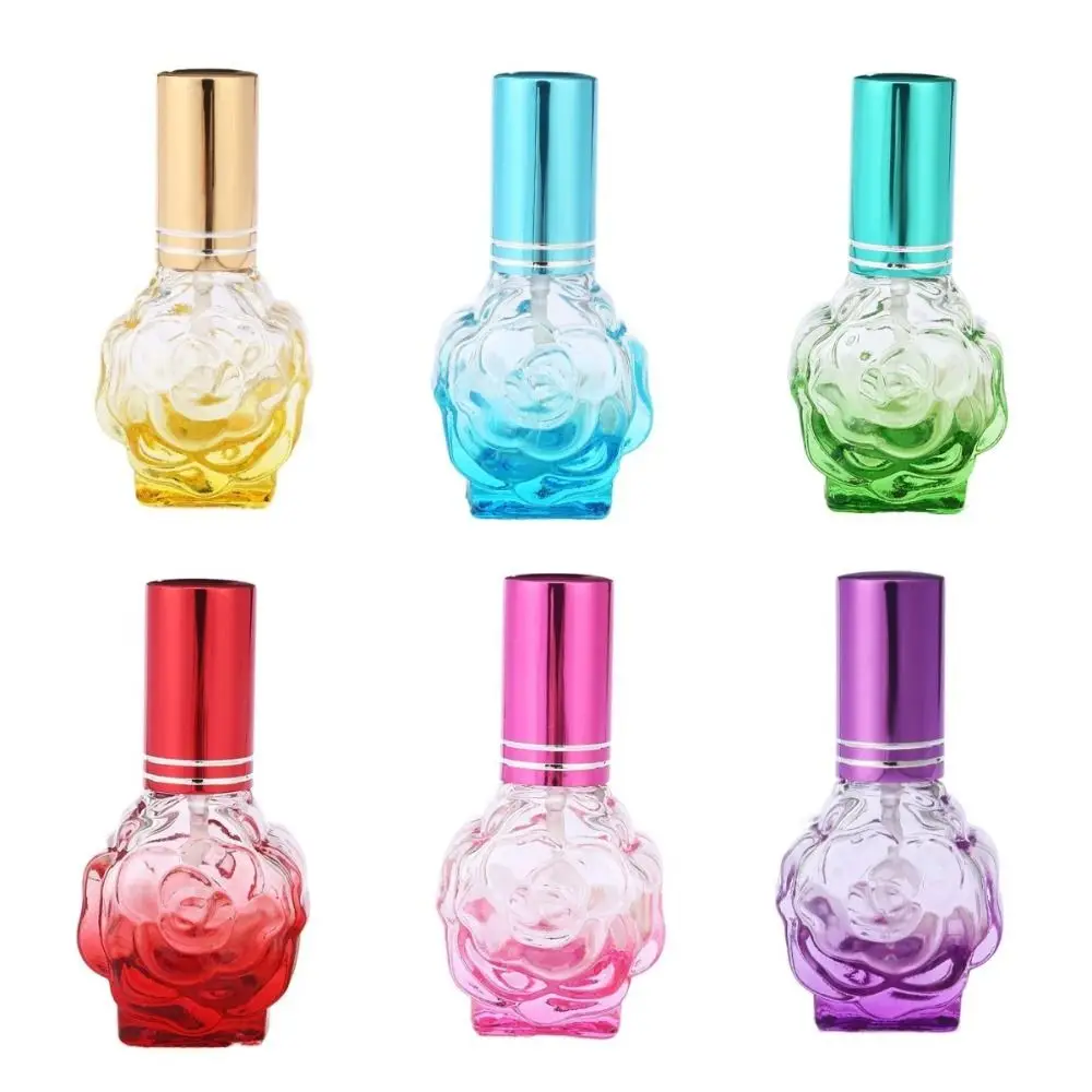 Colorful Rose Shaped Perfume Refillable Bottle High-end Luxury 10ml Glass Spray Bottle Fine Mist Empty Perfume Atomizer Travel