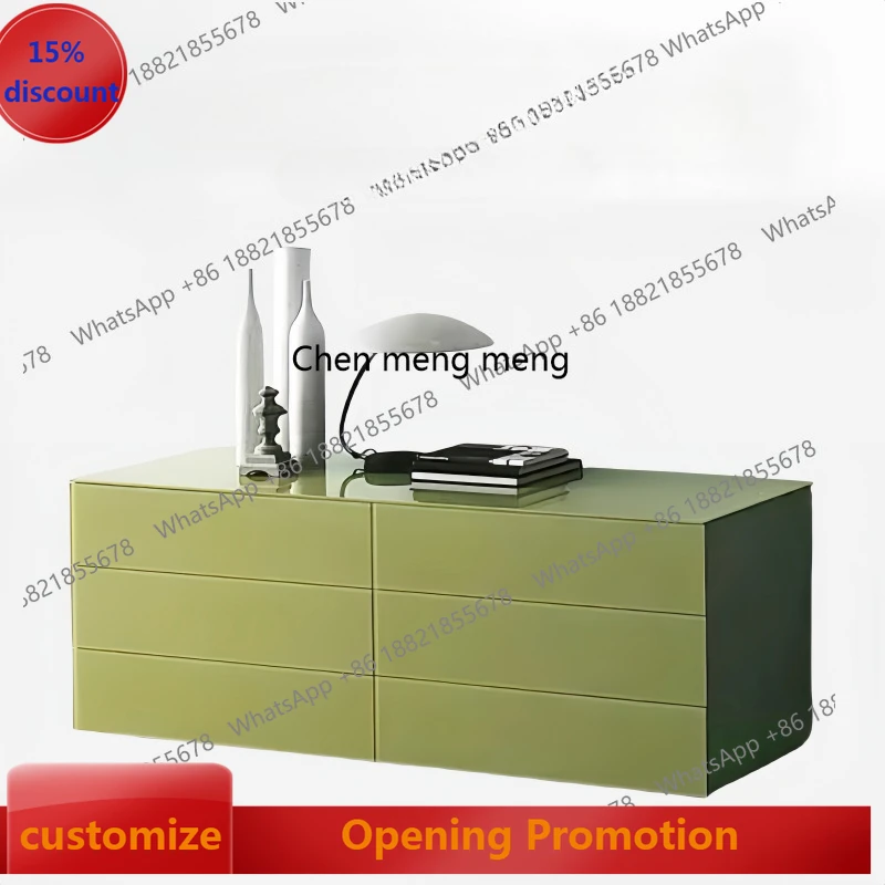 

Italian minimalist six-chest cabinet solid wood drawer storage porch cabinet living room bedroom glass dining room side cabinet