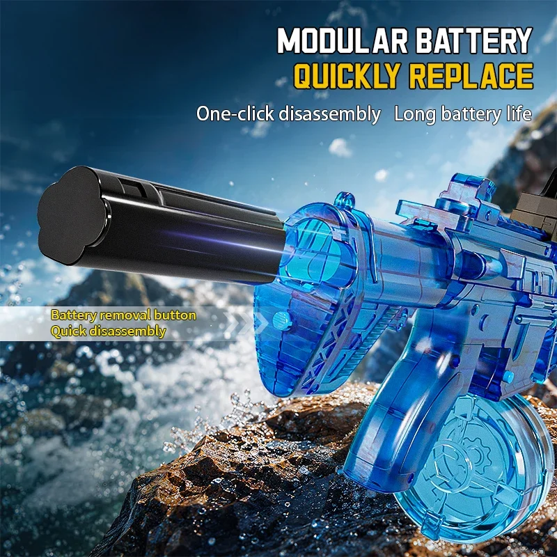 Kids Automatic Water Gun with Smoke Simulated Firing Electric Water Blasters for Children Led Light Flashing Summer Outdoor Toys view 3