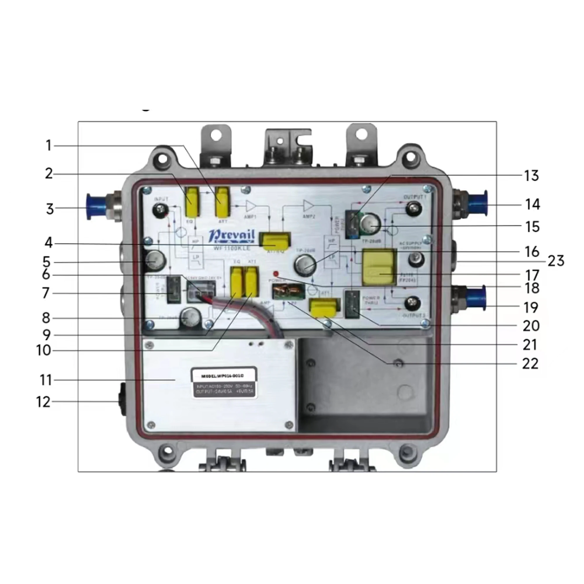 Cable drevail CATV Two-Way TV Amplifier (750M-860M), Gain 30db, (110v-220v/60V), Analogue TV, Digital TV System Front End