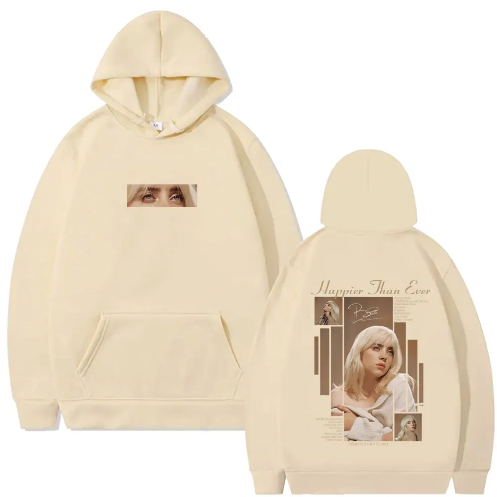 Happier Than Ever 2025 Hoodie Men Women Fashion Pop Music Pullover Hoodies Man Vintage Hip Hop Oversized Fleece Cotton Tracksuit