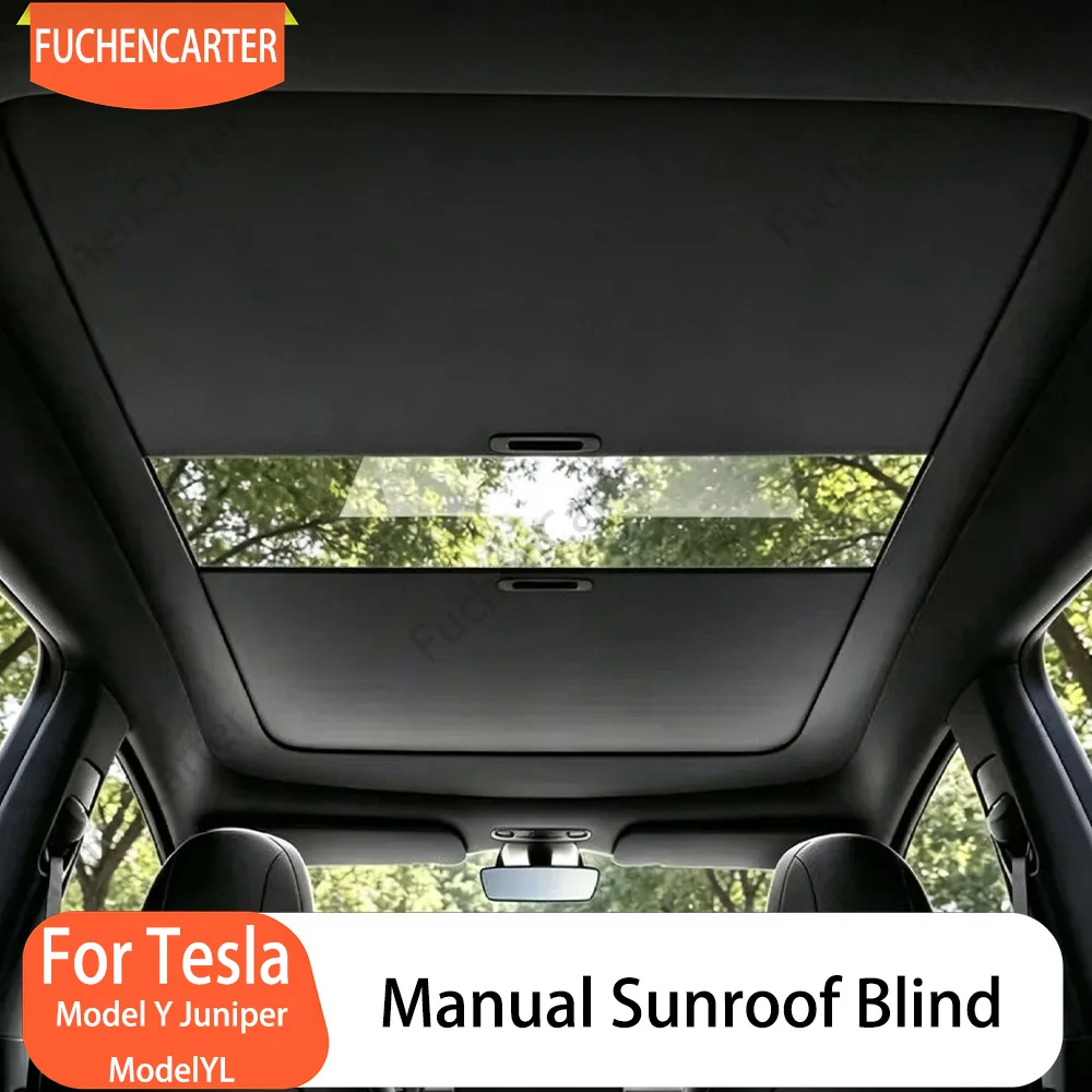 For Tesla Model Y Juniper Model YL Rolling Retractable Sunroof Sunshade, UV Block Sun Visor, Interior Tuning Accessories