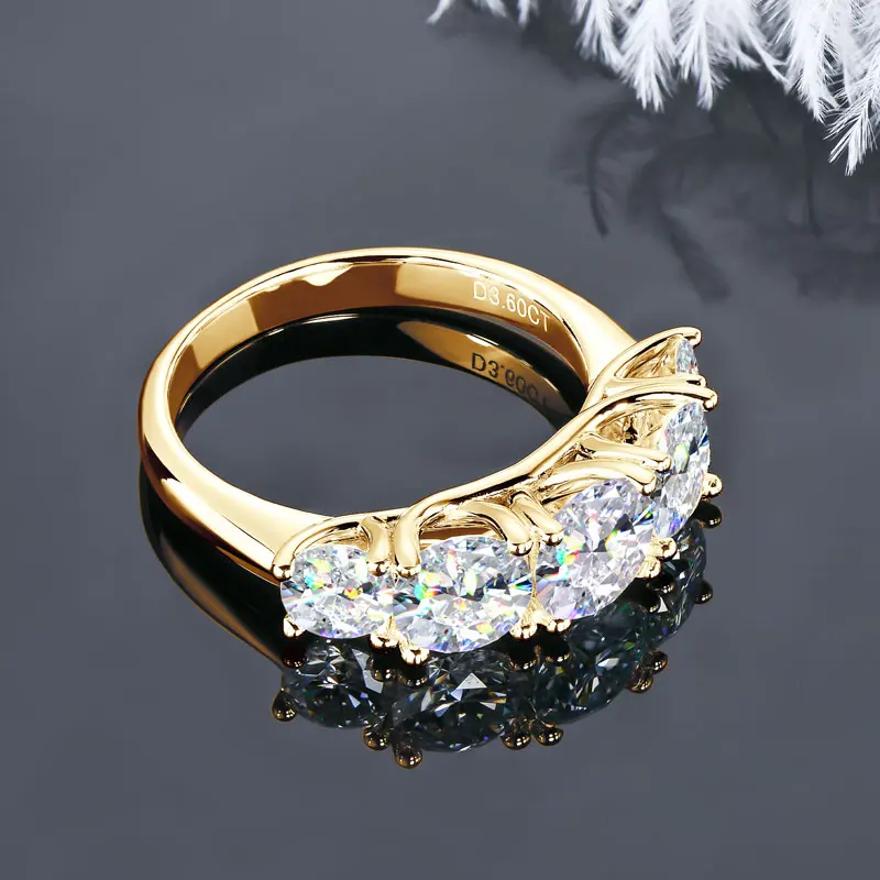 IOGOU 3.6ctw. D Moissanite Wedding Rings for Women 18k Gold Plated 925 Silver Promise Finger Jewelry Certified Lab Diamond Bands