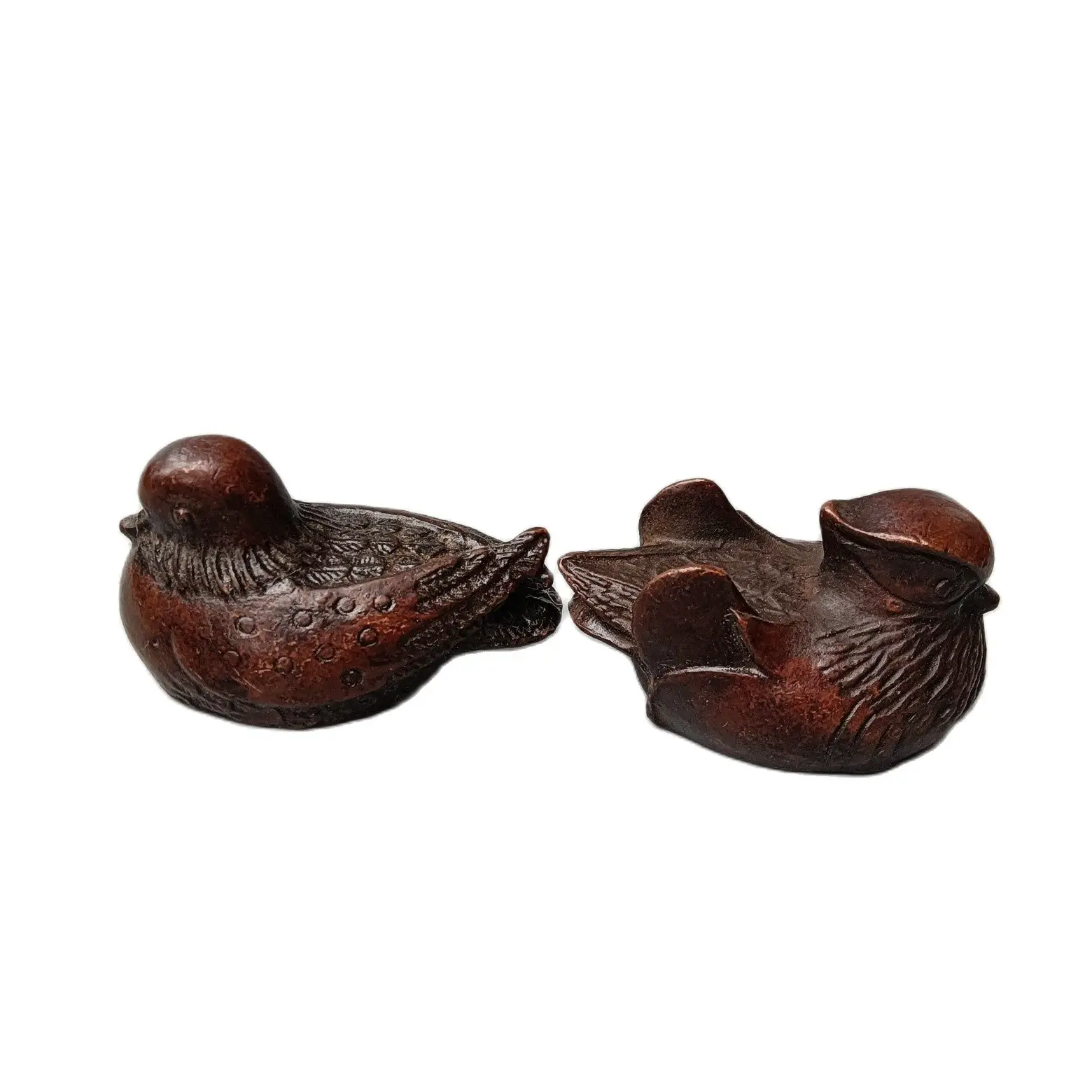 2 Pack Mandarin Duck Statue Metal Duck Sculpture Vintage Decor Bronze Feng Shui Crafts Display Decorations Garden Decor