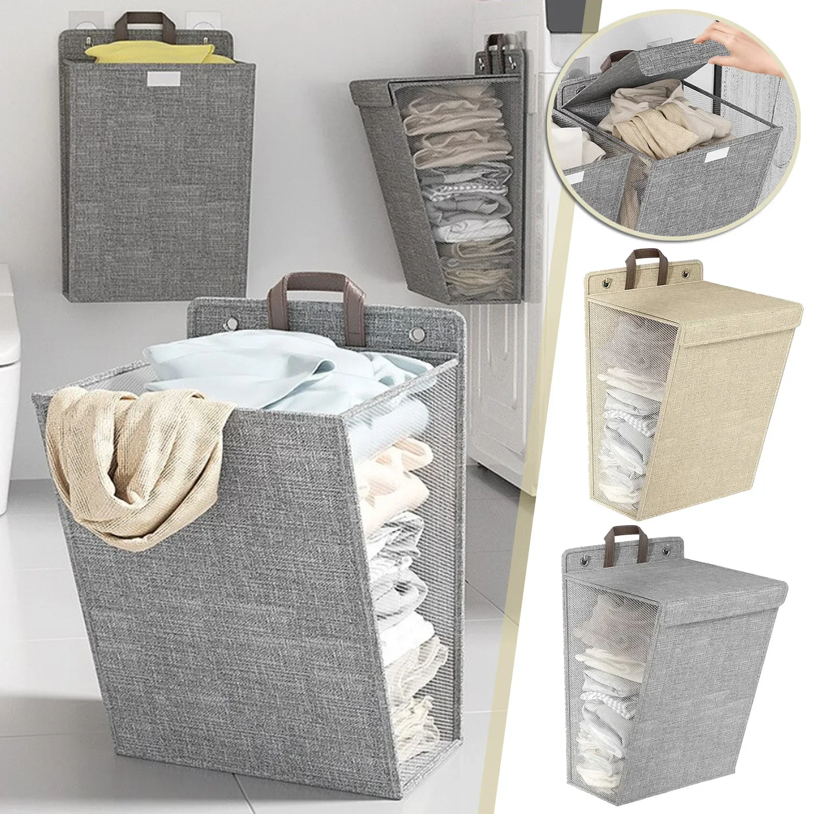 

Large Capacity Dirty Clothes Washing Basket Foldable Laundry Basket Collapsible Laundry Hamper Wall Hanging Clothes Storage Bag