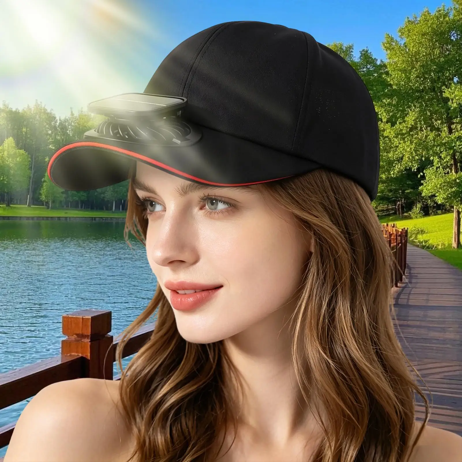 Hat with Fan Breathable Cooling Sun Protection Fashion Solar Hat with Built in Fan for Fishing Beach Outdoor Summer Camping