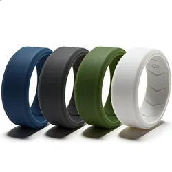 4pcs/set Breathable Comfort Silicone Ring Gift For Men Male Boy Father Sports Sporty Jewelry Daily Outdoor Working Running