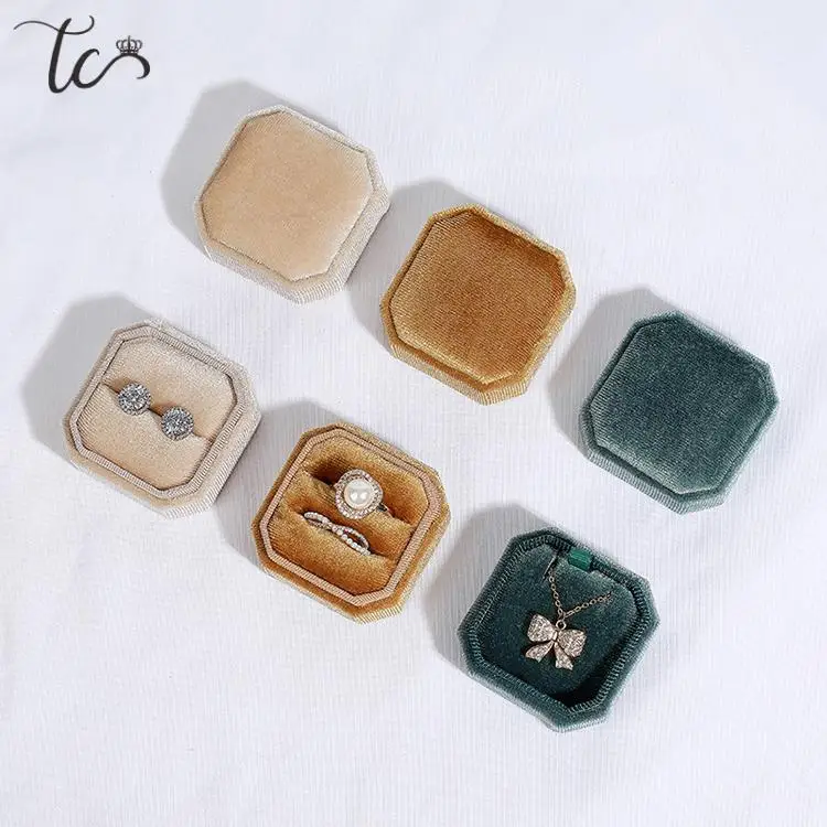 

Velvet Octagonal Jewelry Boxes Simple Ring Earring Necklace Organizer Case Proposal Wedding Jewelry Gift Box 1Pcs