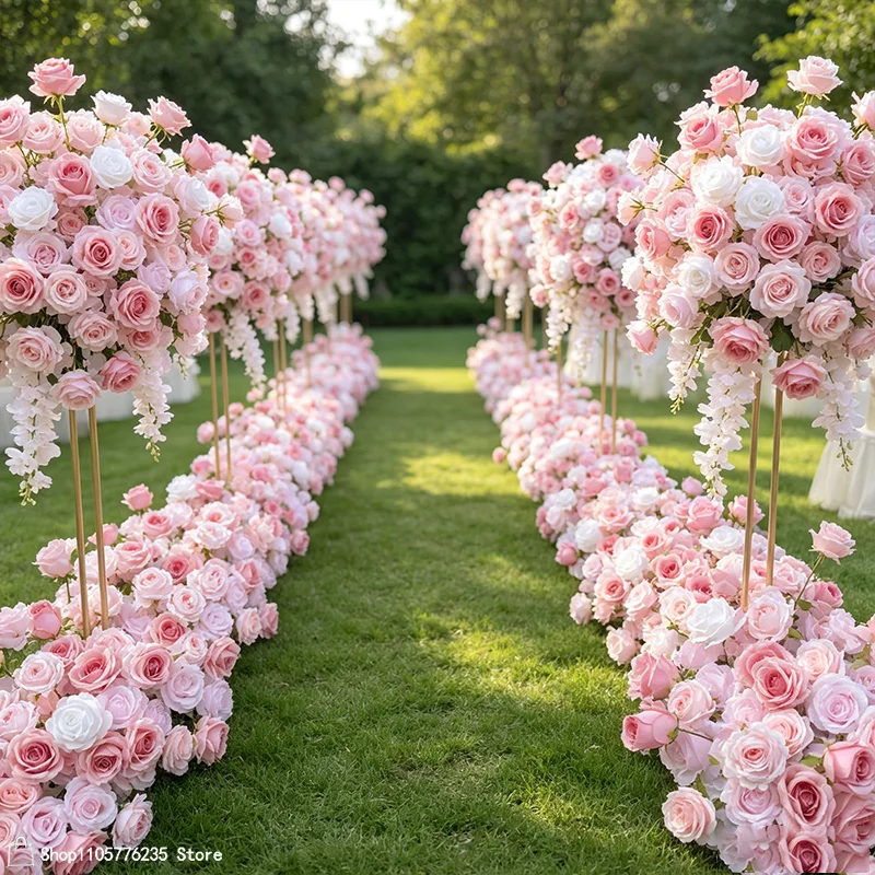 Künstliche rote Rosen Hochzeitsdekoration Tischdekorationen Lange Blumenreihe Sofa-Läufer Blumenarrangement Geburtstagsfeier Event-Requisiten – Detail 3