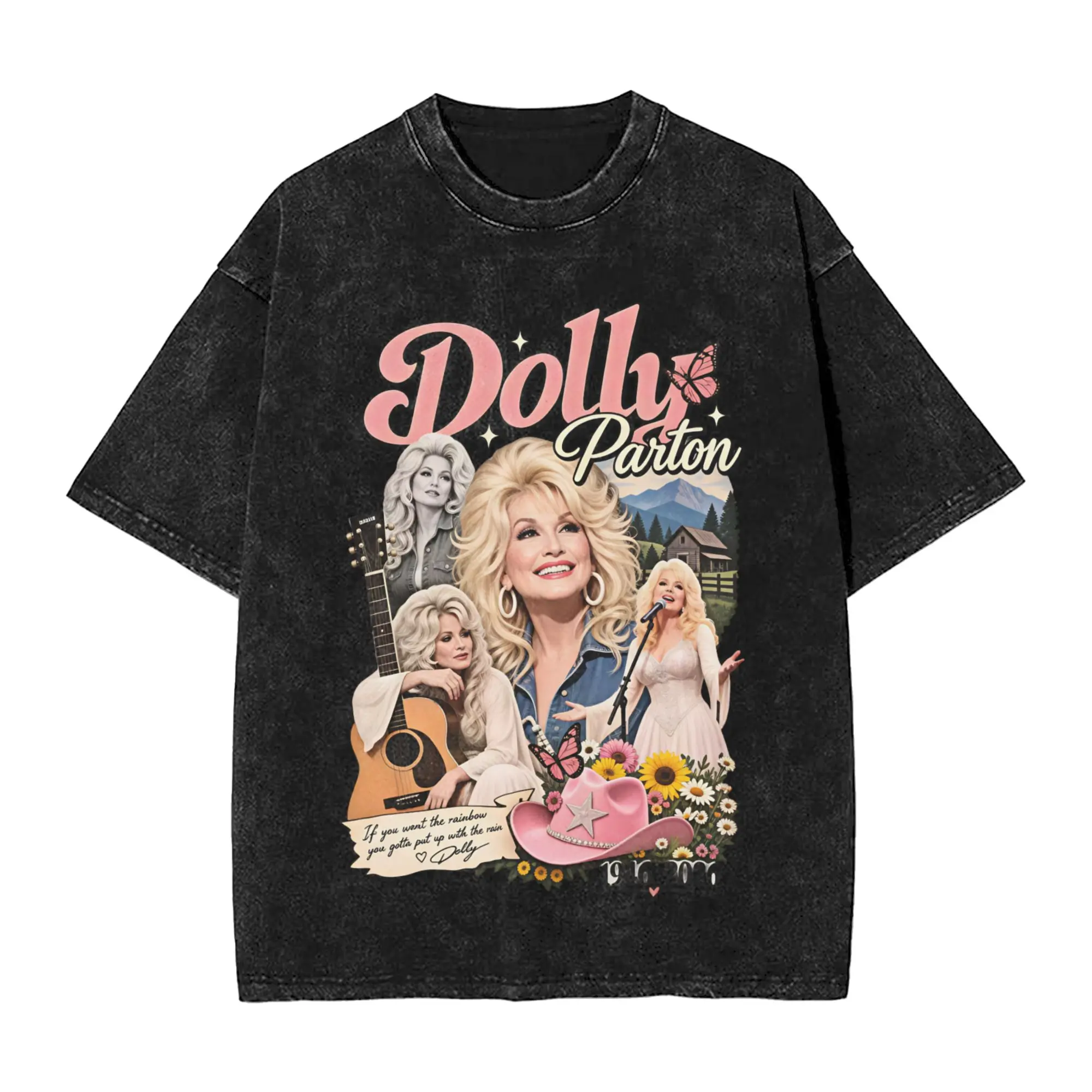 Casual Dolly Parton Memorial  T-Shirt Men Crewneck Pure Cotton Washed T Shirt  Short Sleeve Tee Shirt Big Size Clothing