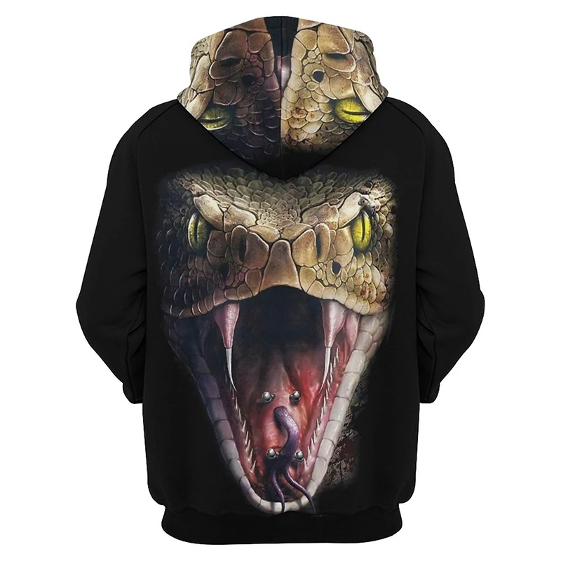 Goth Cobra Horror Animal Snake 3D Printed Hoodies For Men Fashion Graphic Sweatshirts Casual Streetwear Pullovers Tracksuit Tops
