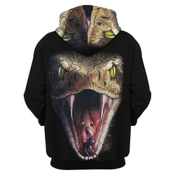 Goth Cobra Horror Animal Snake 3D Printed Hoodies For Men Fashion Graphic Sweatshirts Casual Streetwear Pullovers Tracksuit Tops