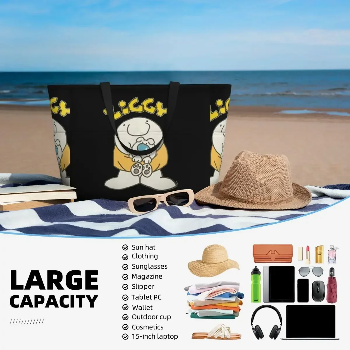 Ziggy Cartoon Strand Reisetasche, Einkaufstasche Retro Shopping Sport Geburtstags geschenk Multi-Style-Muster