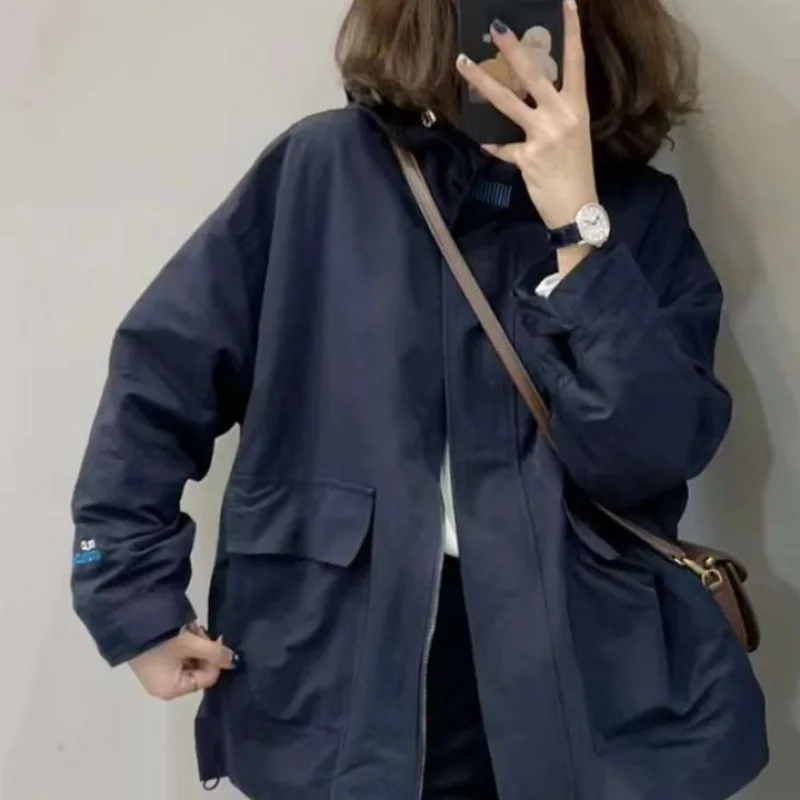 

Элегантная однобортная куртка женская с длинным рукавом и карманами с лацканами свободные куртки женские 2025 модная однотонная верхняя одежда для женщин