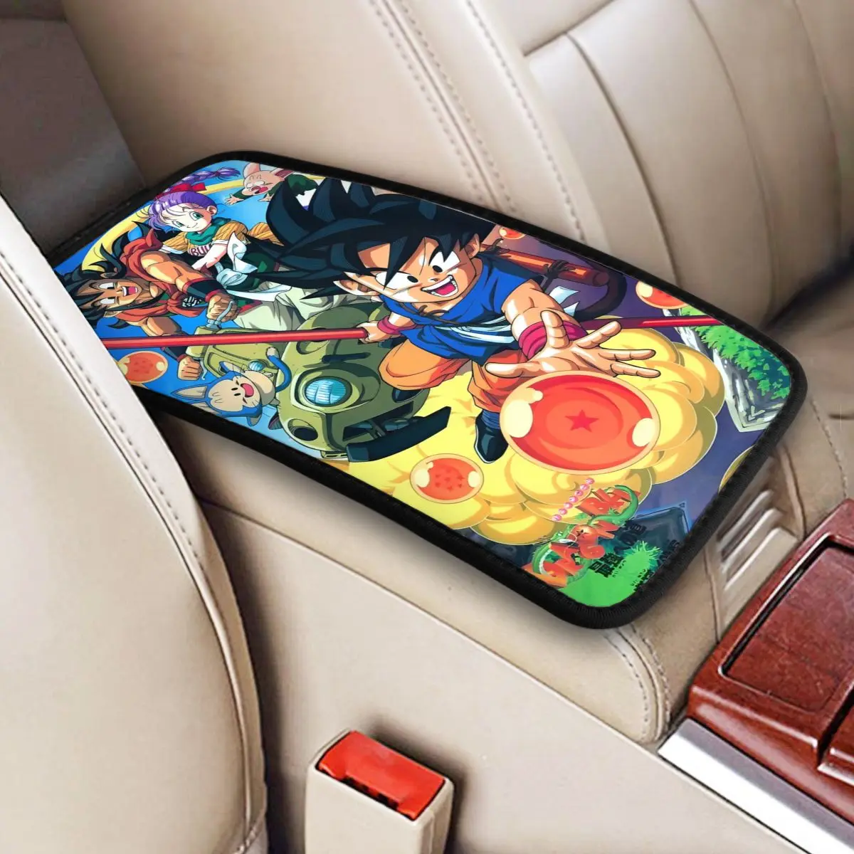 Car Armrest Cover Mat Leather Anime Dragon Ball Z Center Console Cover Pad Auto Styling Interior Accessories