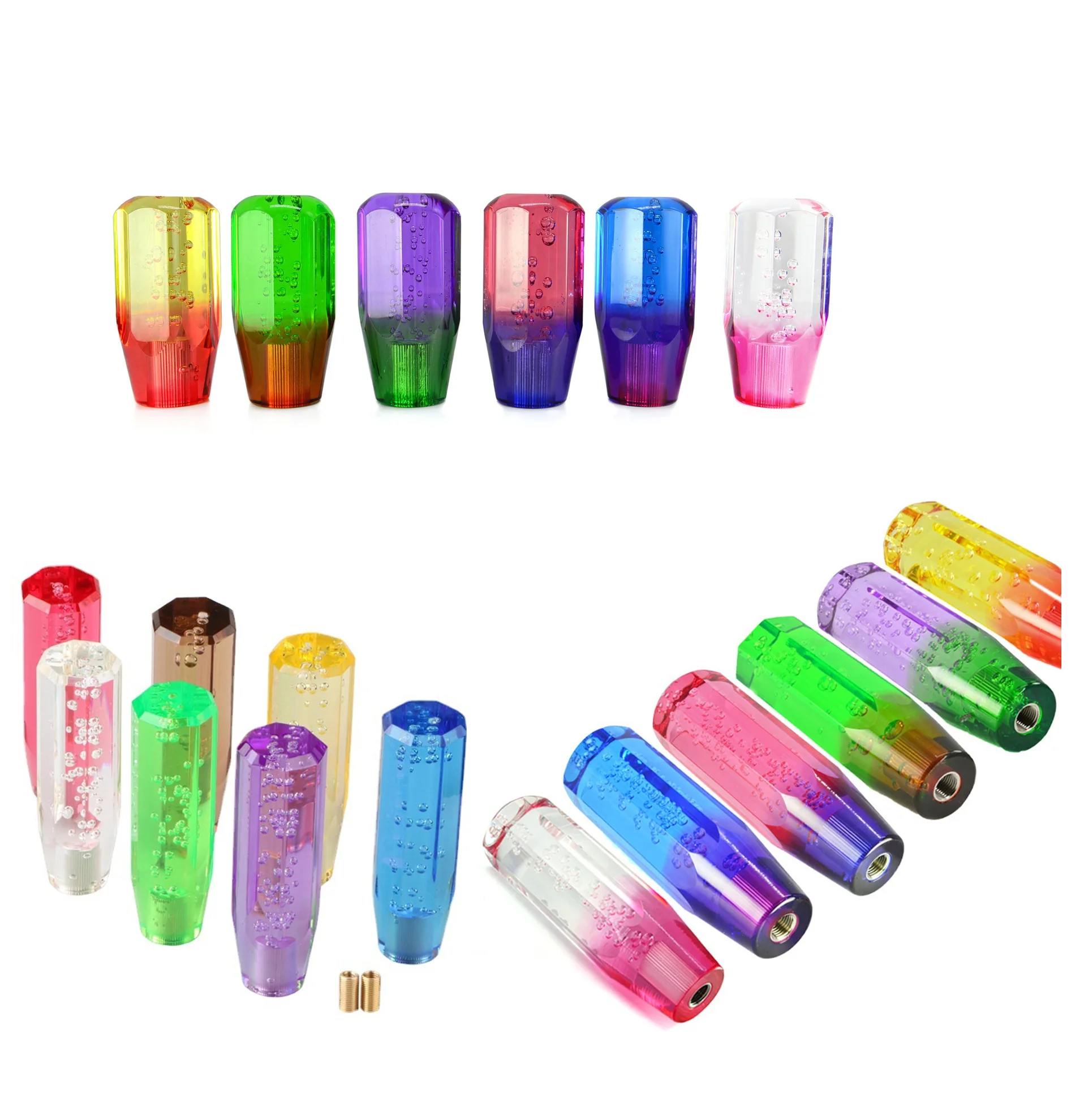 Universal 10cm 2 Colors Car Stitching Color Multicolor Gear Shift Knob Crystal Bubble Gear Shift Knob Colorful Shifter Lever