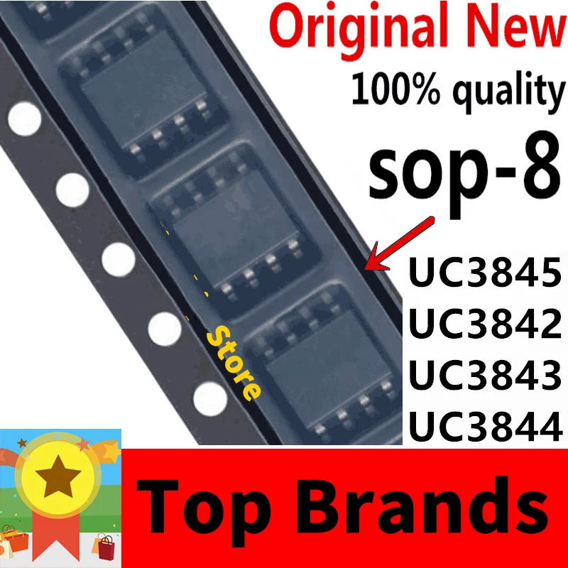 10ชิ้น SOP8 UC3845ต้นฉบับ UC3845B SOP-8 UC3845A SMD 3845A ST3845B UC3842 UC3843 UC3844 UC3843A UC3842B UC3843B วงจรรวม BN DIP