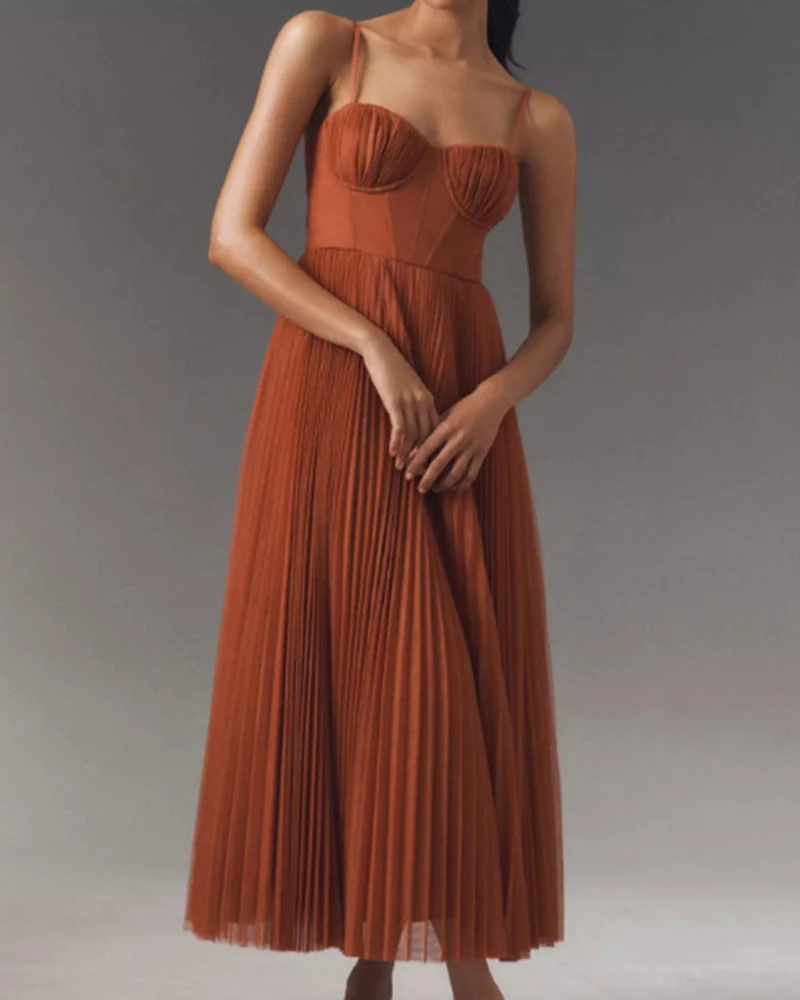 Female Hollow Backless Bridesmaid Dress Spring High Street Solid Girdling Pleat Long Dress Elegant Women Solid Tube Tops Dress