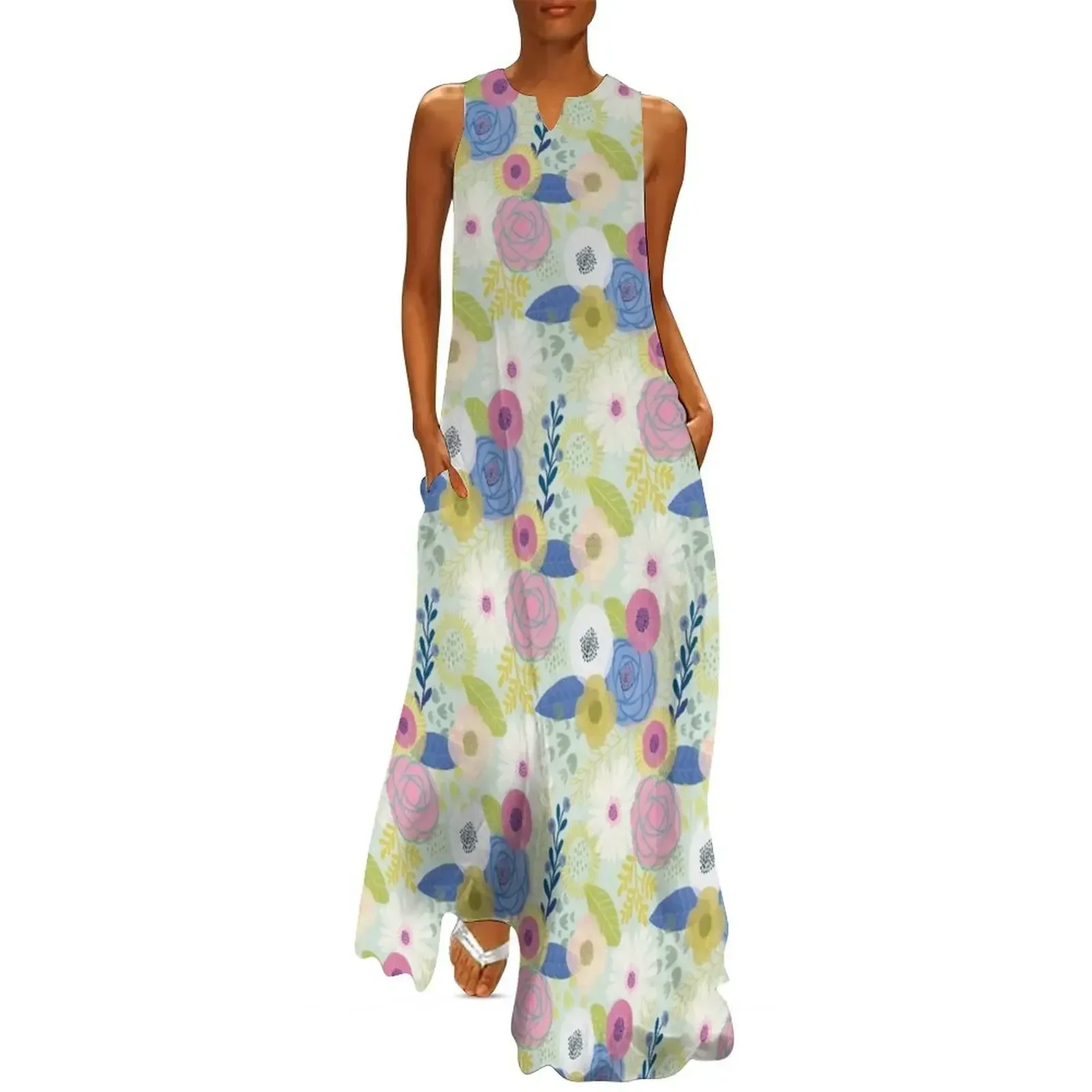 

Watercolor Blooms Long Dress elegant party dresses for women 2025 clothing women summer 2025 purple dress summer dress