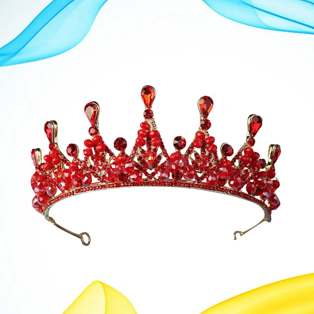 1 قطعة تاج حجر الراين أغطية الرأس الزفاف أنيقة خفيفة الوزن تألق غطاء الرأس لحفل زفاف مأدبة التصوير الفوتوغرافي الأحمر #4
