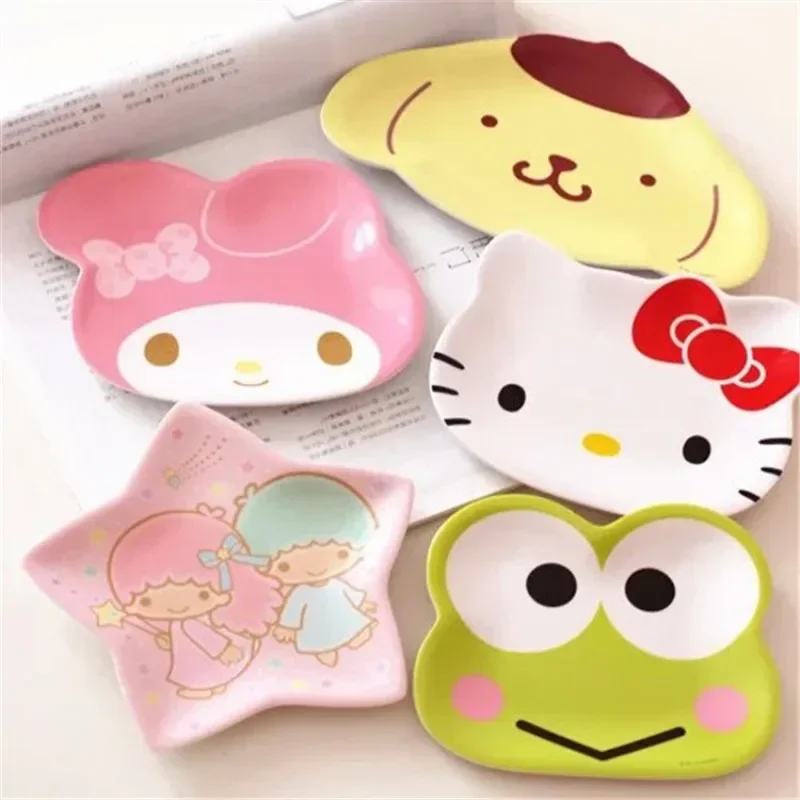 Hello Kitty My Melody Dinner Plate Sanrio Kawaii Saucer Tableware Cute Fruit Plates Cartoon Snacks Tray Party Supplies