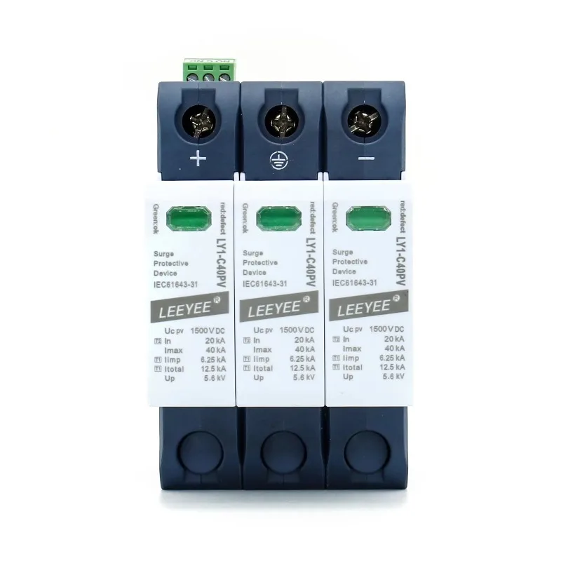 

Устройство защиты от перенапряжения T1+T2 3P 40kA 1500V DC для солнечных систем и осветительного оборудования