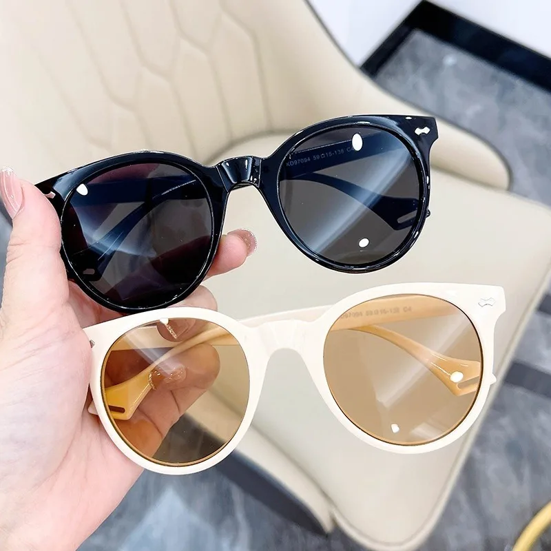 Retro Vintage Runde männer Sonnenbrille Marke Designer Sonnenbrille für Frauen Rahmen Schwarz Objektiv Brillen Fahren Brillen