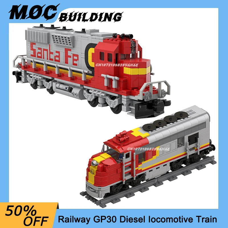 Moc Bouwstenen Stadsvervoer Spoorweg Gp30 Diesel Iocomotief Trein Diy Assemblage-Technologie Bakstenen Educatief Speelgoed Kerstcadeau