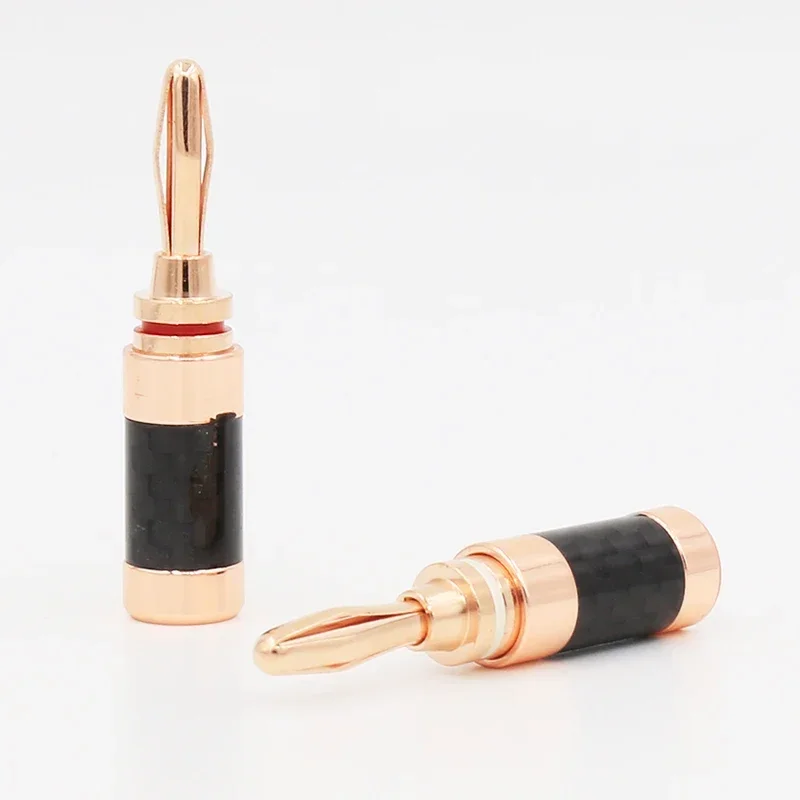 4pieces Carbon Fiber Rose Gold Plated Banana plug connector for speaker cable