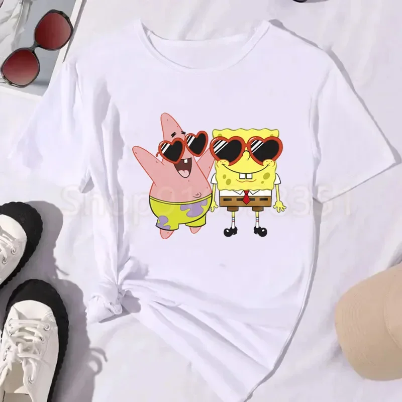الصيف سبونجبوب باتريك ستار نمط تي شيرت المرأة Kawaii الجمالية تي شيرت الكرتون تنفس مريحة قمم تي شيرت #6