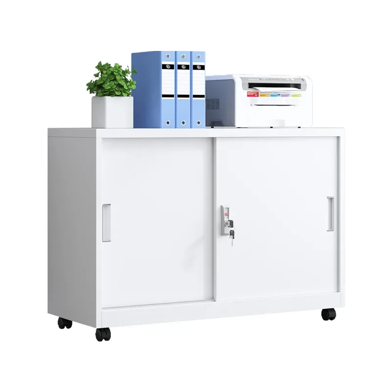 Traditional Iron Frame File Cabinet with Wheels Drawers Compact Size Removable Cover Wipe Clean Surface for Home Office