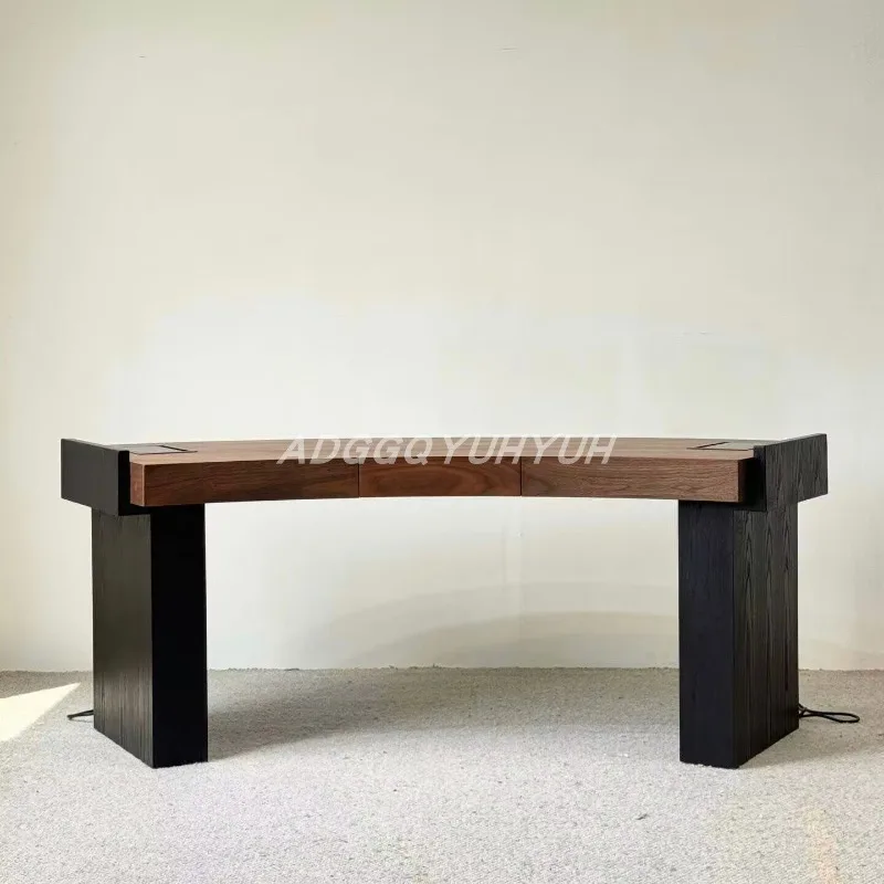 Medieval style solid wood desk household special-shaped high-end desk color matching curved writing desk