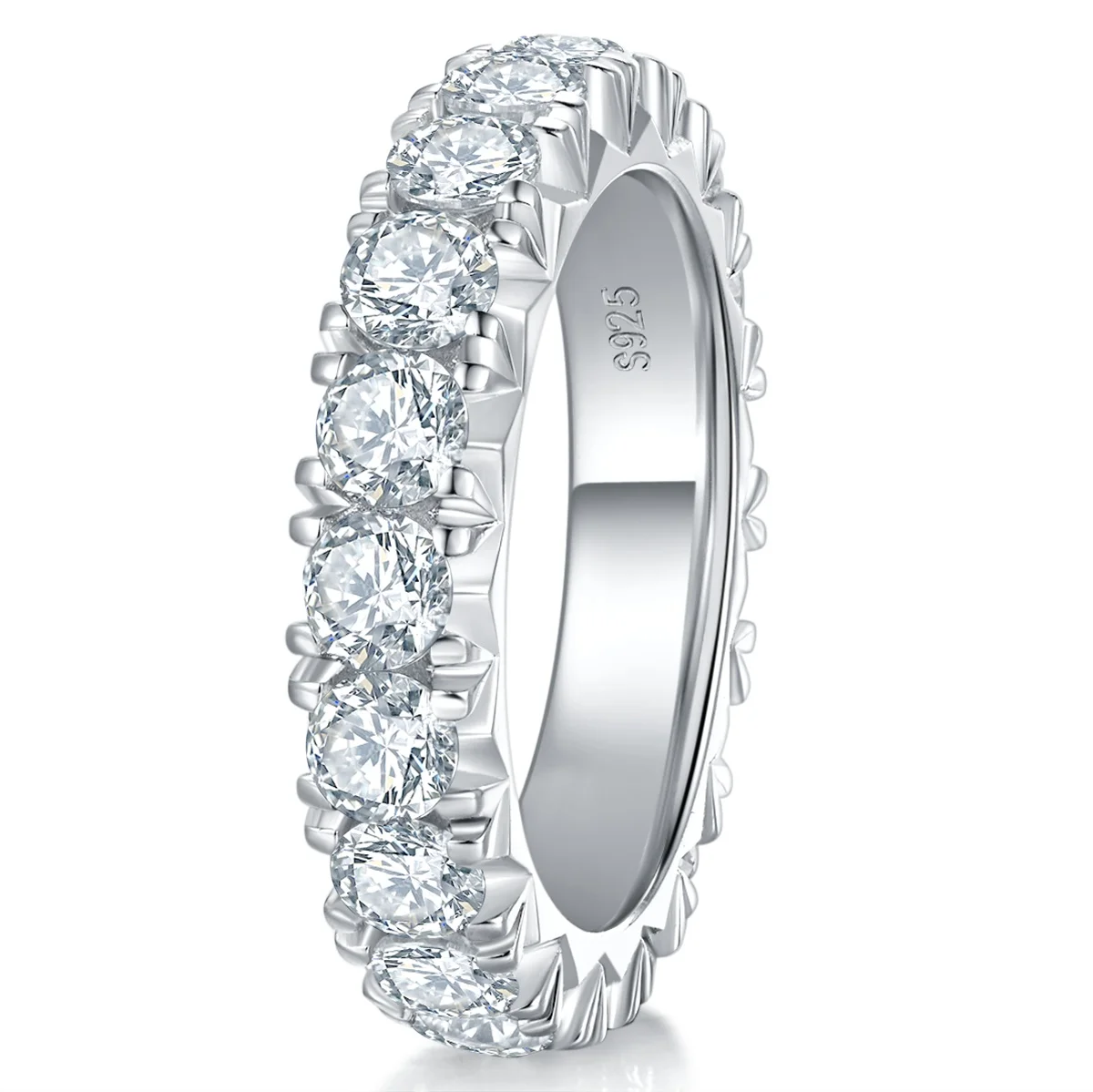 

DEZO 3.5mm Moissanite 925 Silver Wedding Bands for Women 3.2cttw D Color Full Eternity Rings GRA Certificate